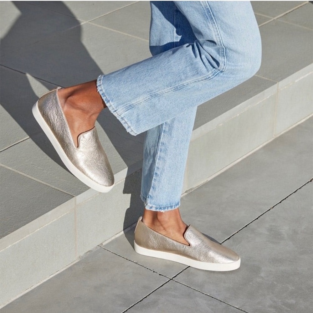 Birdies Swift Slip On Leather Sneaker - Gold